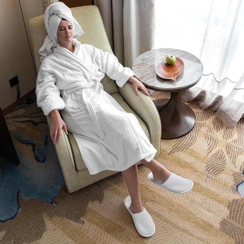 NOLITOY 12 Pairs White Disposable Slippers Non Slip Indoor Hotel Travel Wedding Closed Toe - Image 3